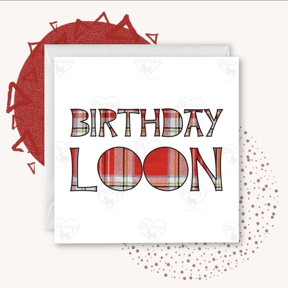 Birthday Loon Tartan Doric Card