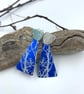 Blue aluminium drop earrings with tree design and silver stud - Image 4