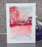 Red Barn. Blank Card. Original Watercolour 260185