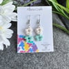 Mint and Iridescent Glitter Organic Drop Earrings