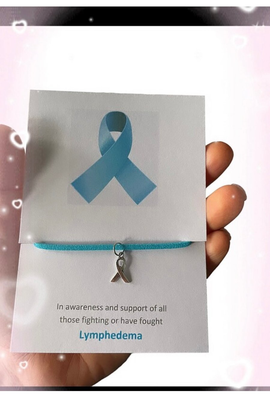 Set of 6 in awareness and support of lymphedema wish bracelets x6 set