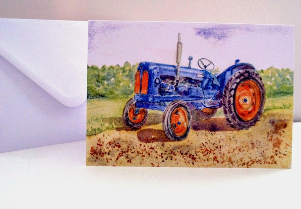 Blank greetings card A5 Fordson Major tractor from original watercolour. 