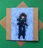 Lying In The Snow Photography Card, Winter Greeting Card