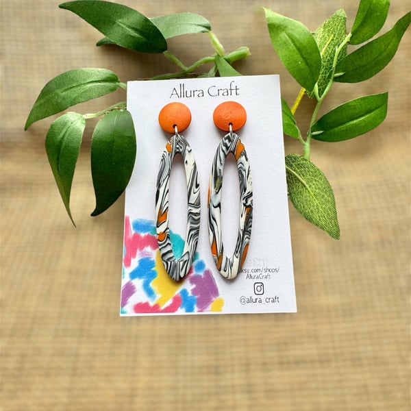 Tribal Orange and Co Statement Earrings