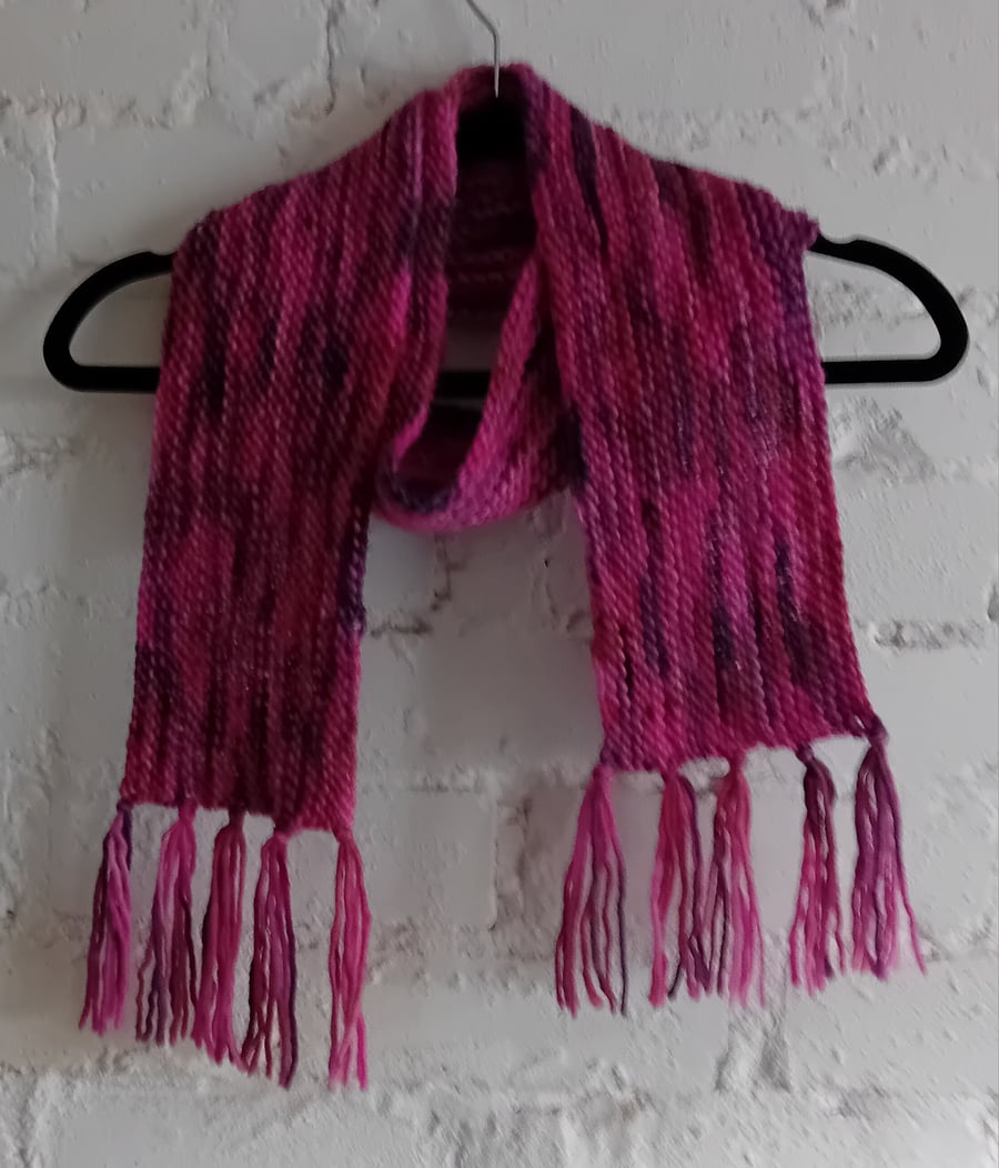 Hand-knitted, hand-dyed scarf