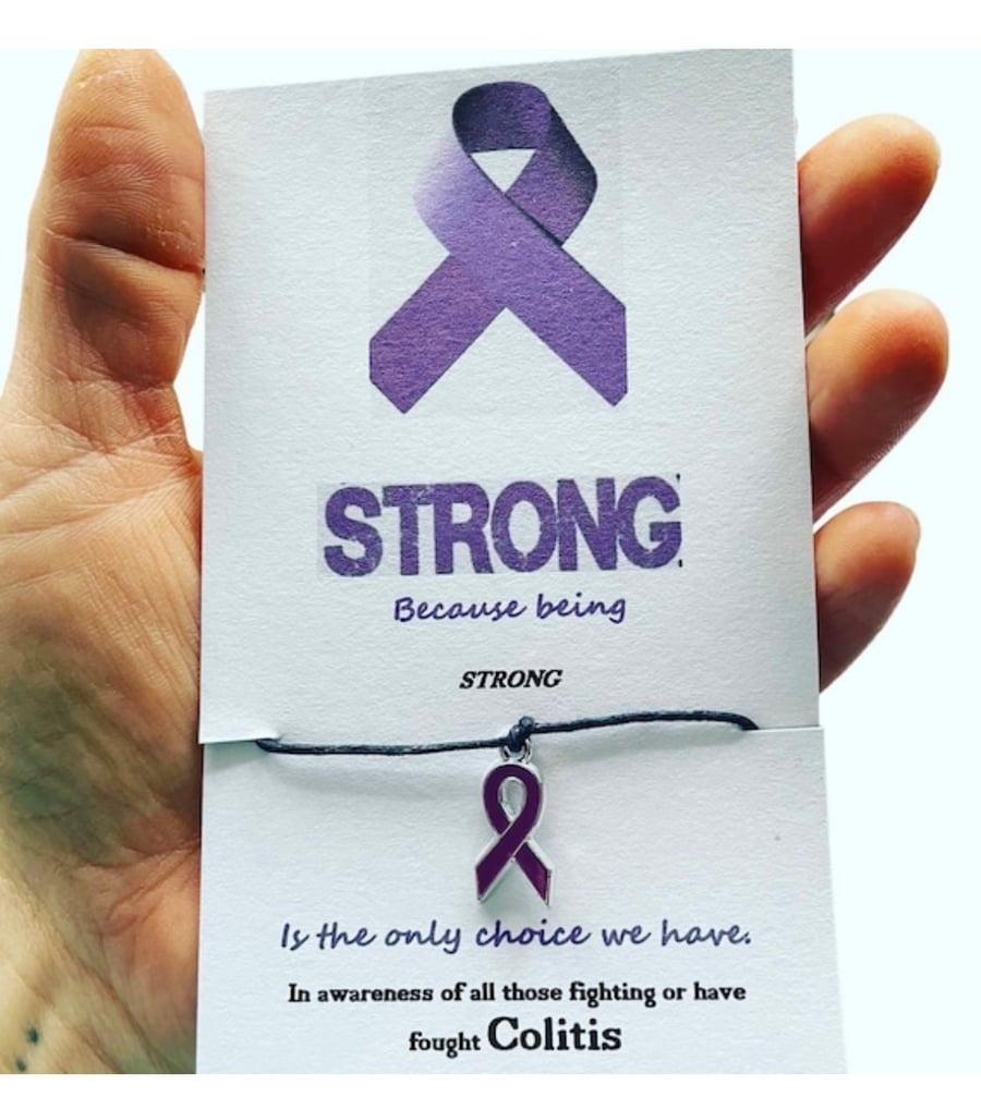 Colitis awareness wish bracelet corded ribbon charm wish bracelet gift