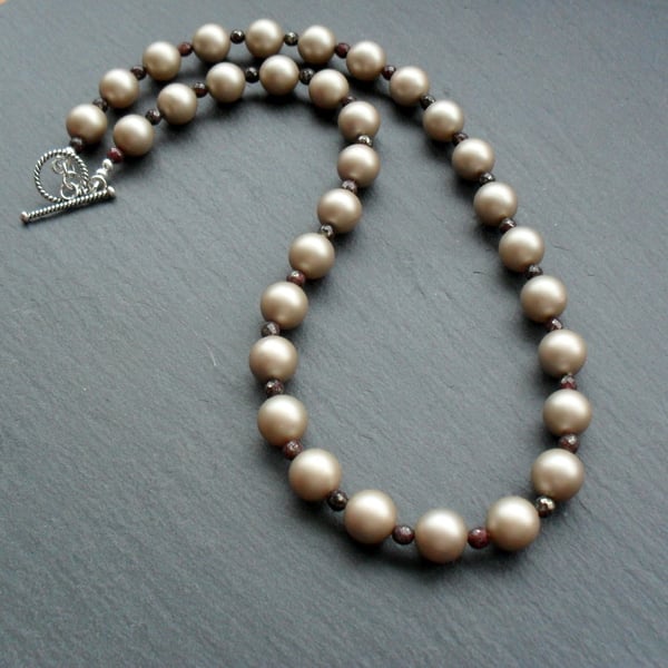 Shell Pearl and Marcasite Vintage Style Necklace
