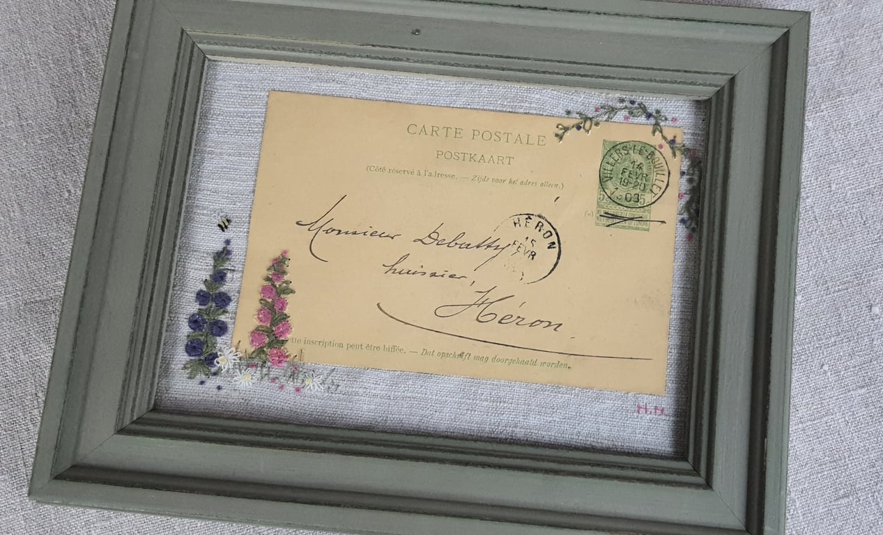 Embroidered Vintage Postcard Picture