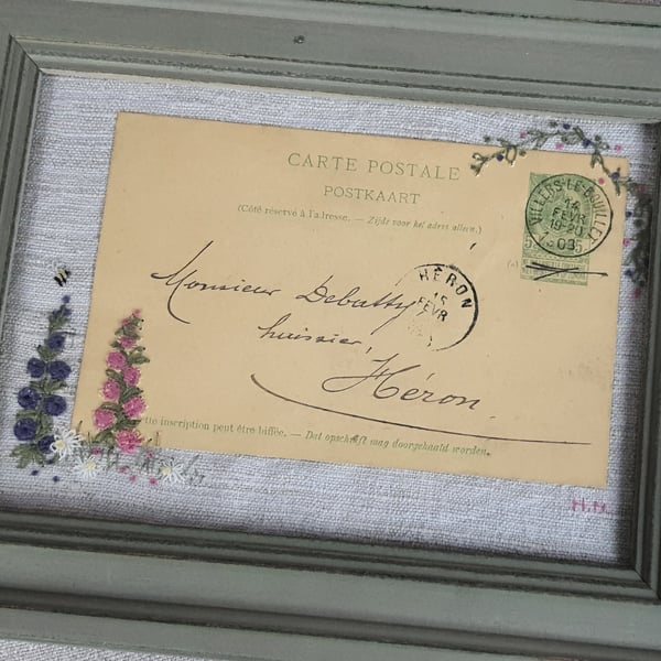 Embroidered Vintage Postcard Picture