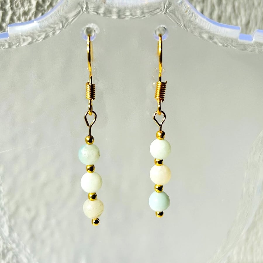 Amazonite dangle earrings - Zodiac birthstone for Virgo