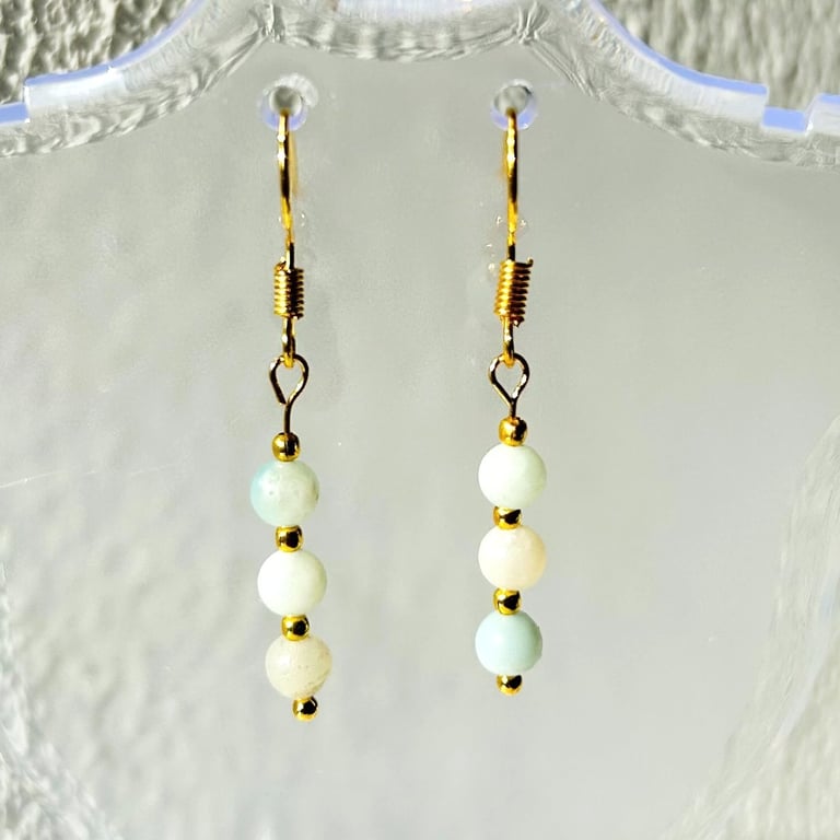 Amazonite drop earrings - Zodiac birthstone for Virgo