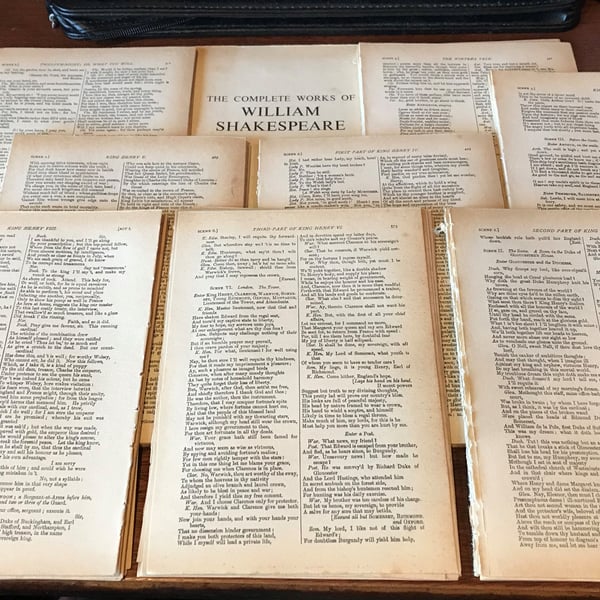 Vintage Shakespeare Book Pages, pages for crafting, scrapbooking, Old Book Pages