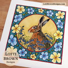 Brown Hare Art Print - Square Format - 8 x 8 inches