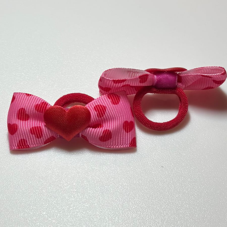 Valentine Heart Bow hair bobbles 