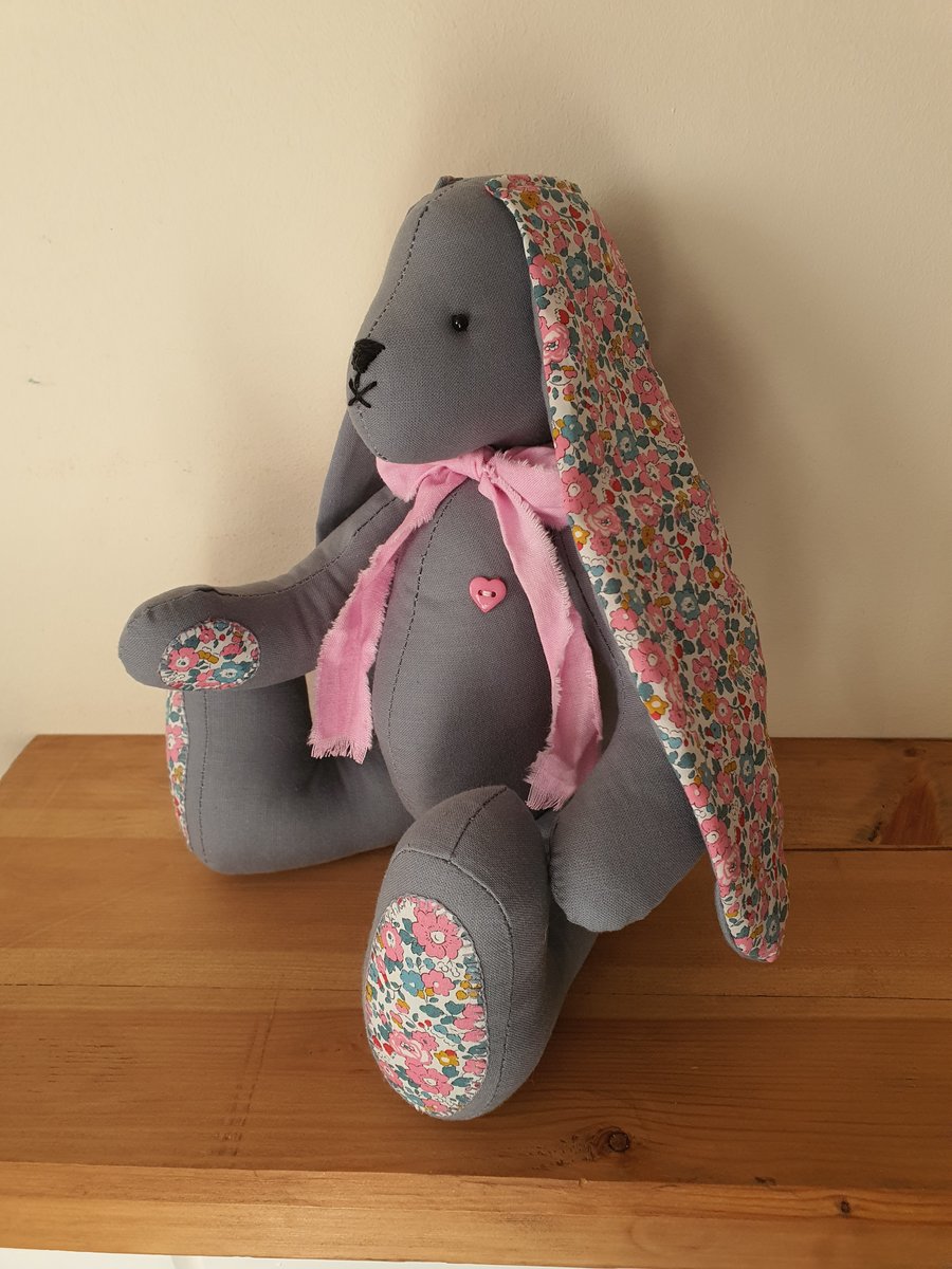 Handmade fabric long eared rabbit. Home decor and gift idea