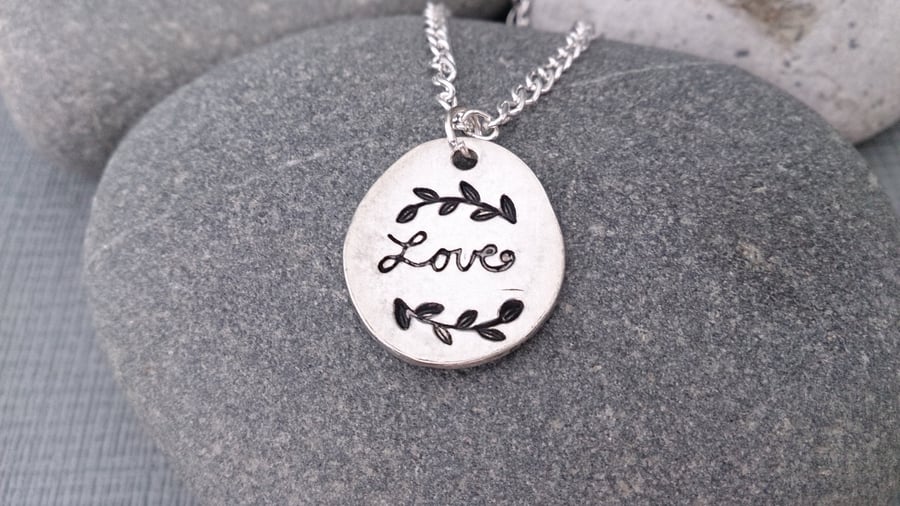 Love Pendant, Hand Stamped