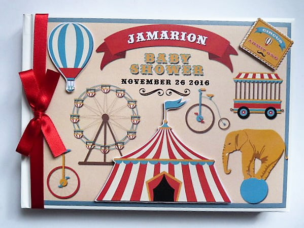Vintage Circus birthday guest book, vintage carnival birthday party book, gift