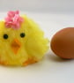 fluffy  yellow chick egg cosy with flower - Image 1