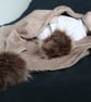 Handmade Sparkle Jersey Baby Shawl – Fawn with Faux Fur Pom Poms (110 cm)    - Image 5