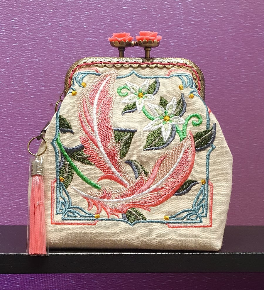 Art Deco Flamingo Feathers design purse.