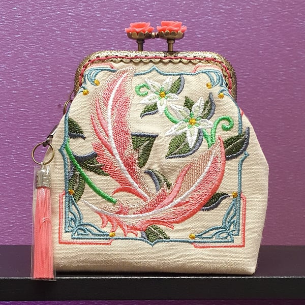 Art Deco Flamingo Feathers design purse.