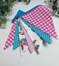 Handmade Fabric Bunting 7 Flags Butterfly, Gingham & Polka Dots - Image 1