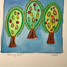 Bearing fruits. Original art. Trees. Mother tree. Picture. 