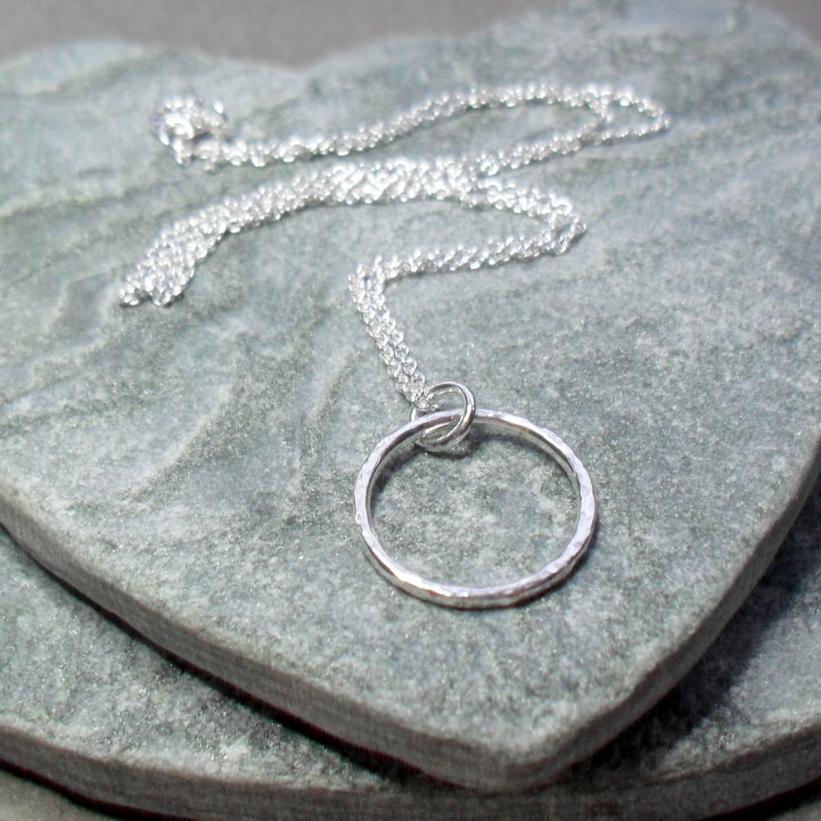 Sterling Silver Circle Pendant Sterling Silver Chain 