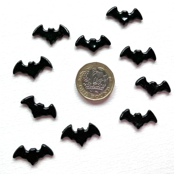 Pack of 10 smaller bats made with Bullseye 90coe glass, halloween