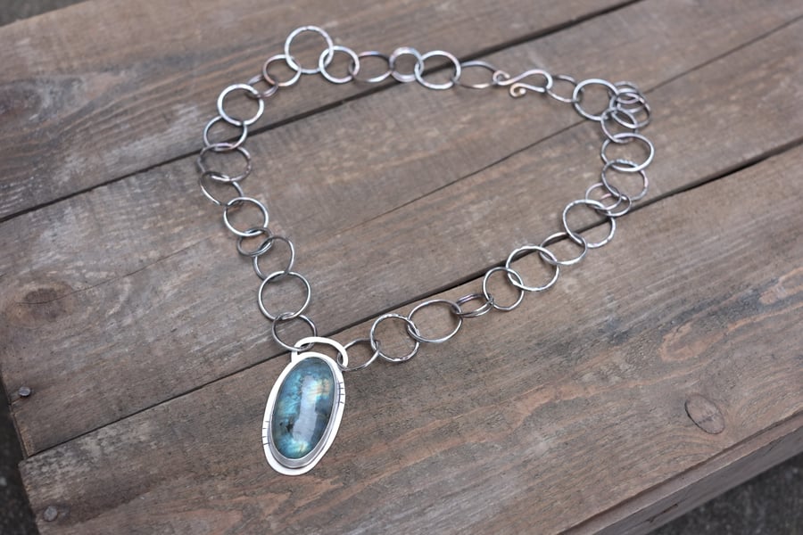 Night Sky Labradorite and Sterling Silver Necklace