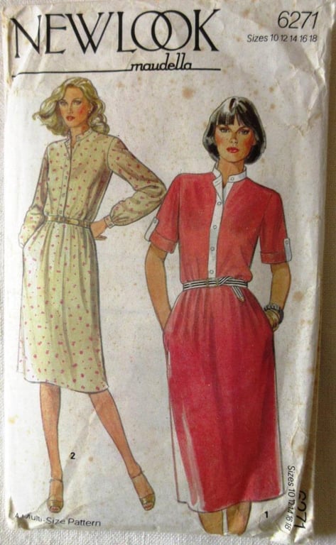A sewing pattern for a misses' dress in sizes 10 and 12 (New Look Maudella 6271)