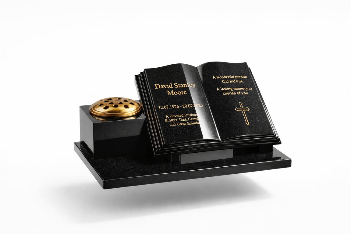 Personalised Memorial Grave Plaque open book Grave stone  Cemetery Stone Plaque