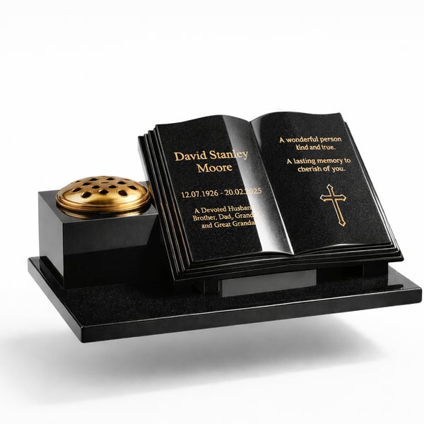 Personalised Memorial Grave Plaque open book Grave stone  Cemetery Stone Plaque