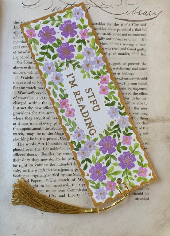 STFU I'm Reading Handmade Bookmark