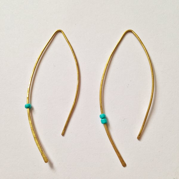 Earrings turquoise and brass