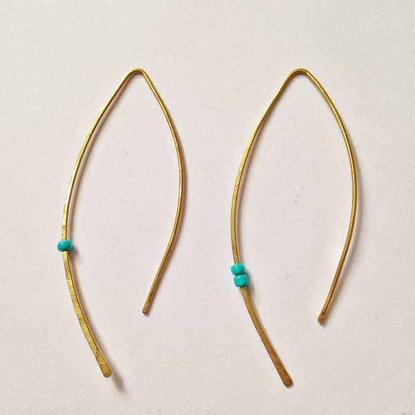Earrings turquoise and brass
