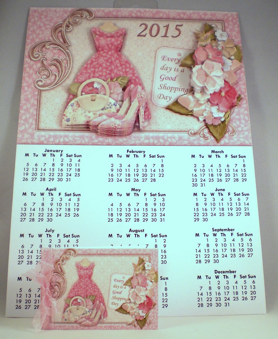 Handmade A4 Wall Calendar and Gift Tag, Fashion, 3D, 2015