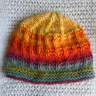 Rainbow knitted baby hat