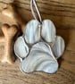Pale coffee grey stained glass paw decoration -  dog lover gift