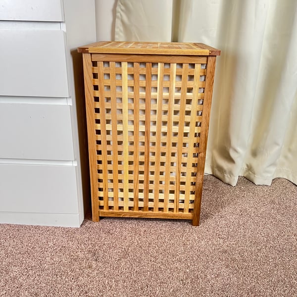 Solid Walnut Wood Laundry Basket with Removable Liner. Laundry Hamper. 