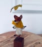 Needle felt fox with whimsical umbrella