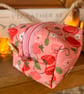 Box pouch small lined in strawberry pink shades small make up bag - Image 2