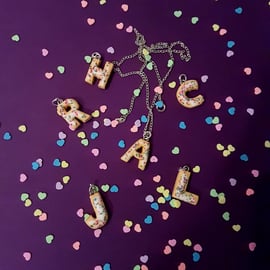 Sugar cookie alphabet letter necklace, personalised, sprinkles, unique, fun ONE 