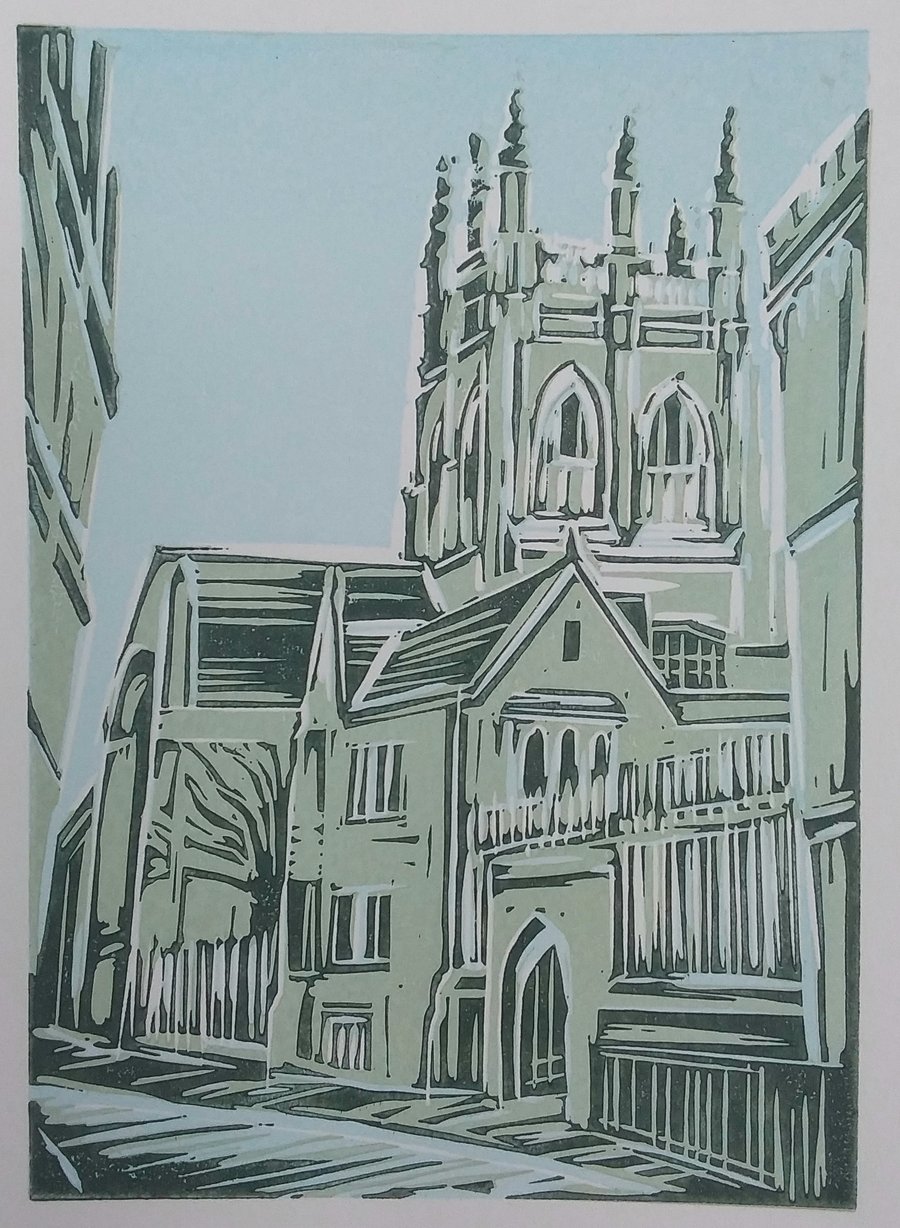 Merton College - Oxford linoprint