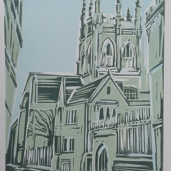 Merton College - Oxford linoprint