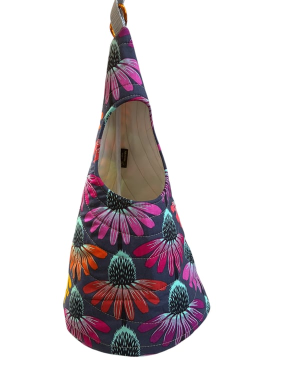 Quilted Handmade Peg Bag featuring echinacea - reds
