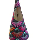 Quilted Handmade Peg Bag featuring echinacea - reds