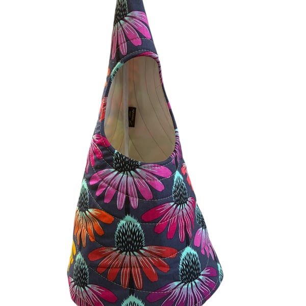 Quilted Handmade Peg Bag featuring echinacea - reds
