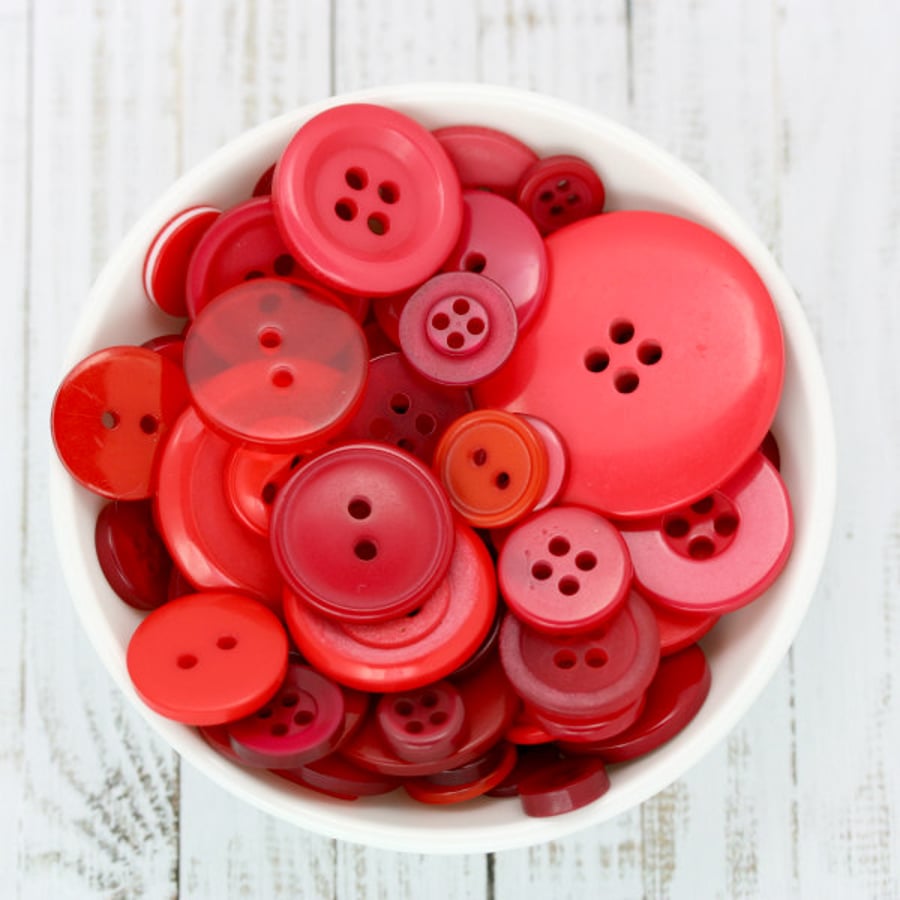 Red Mixed Buttons, 50 Mixed Buttons