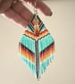 Handmade Native American inspired beadwork bag charm in vibrant colours  - Image 4